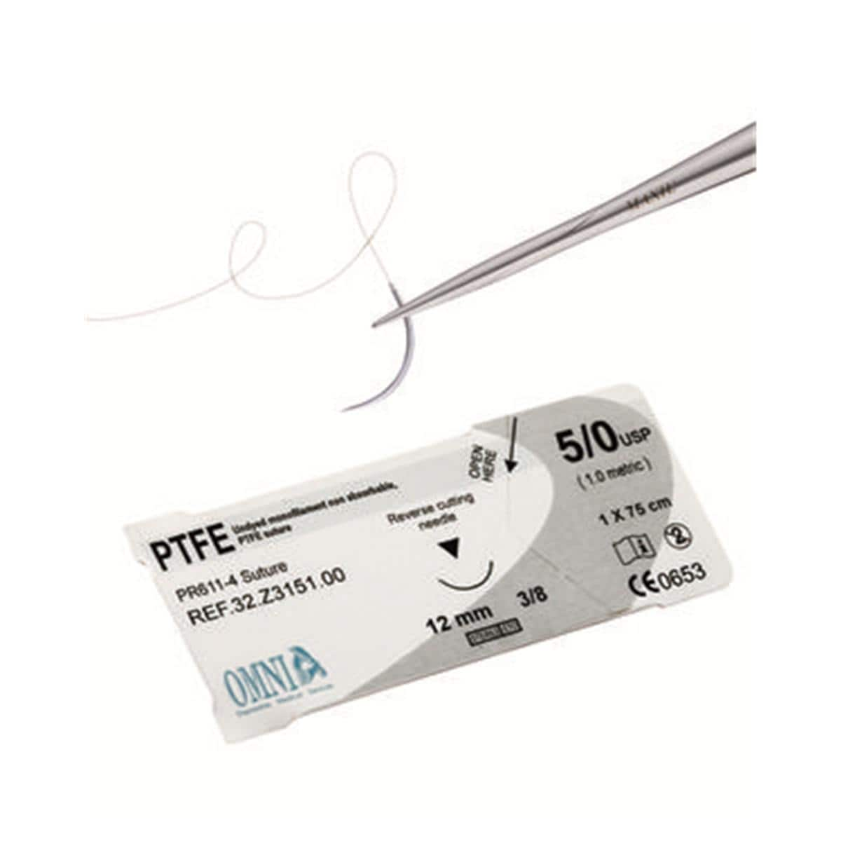 Sutures PTFE OMNIA - 4/0 sharp 16mm 3/8 cercle - bote de 12