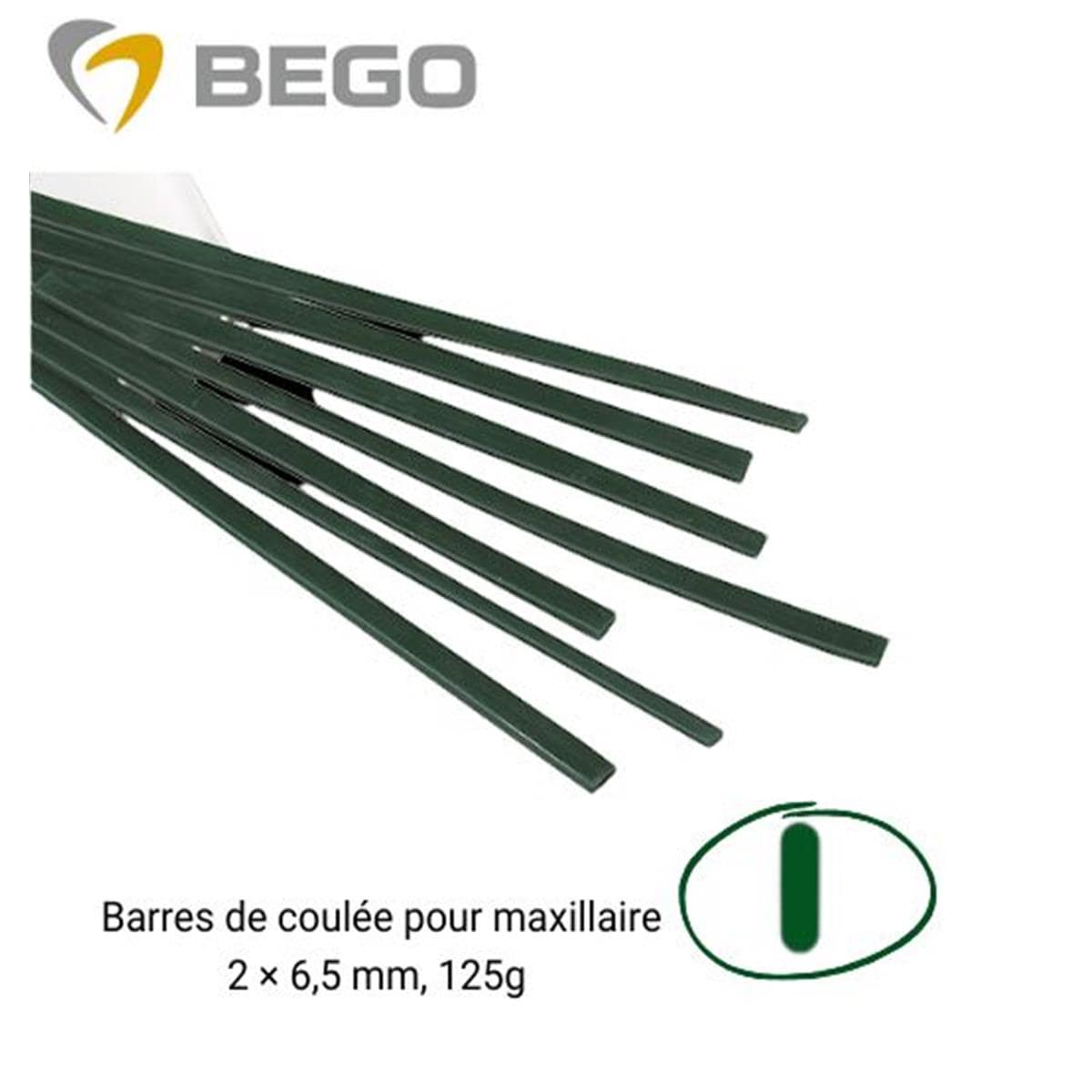 Baguettes profiles cire verte barre 2x6,5mm BEGO