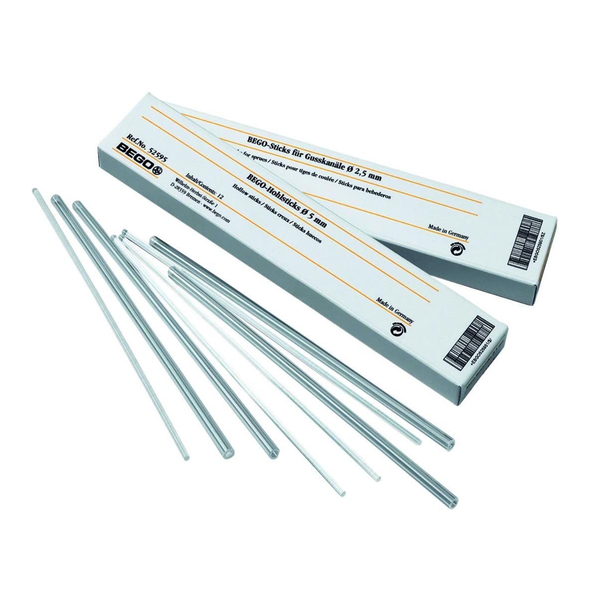 Sticks plastique BEGO - Creux -  5 mm - Longueur 17 cm - La bote de 12