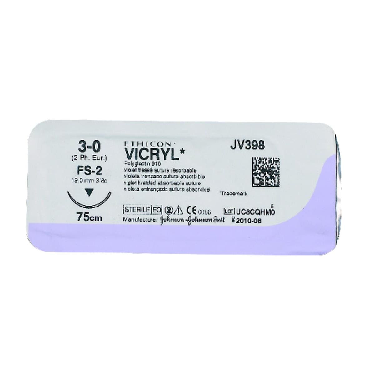 Fil Vicryl violet ETHICON - JV397 - Bote de 36