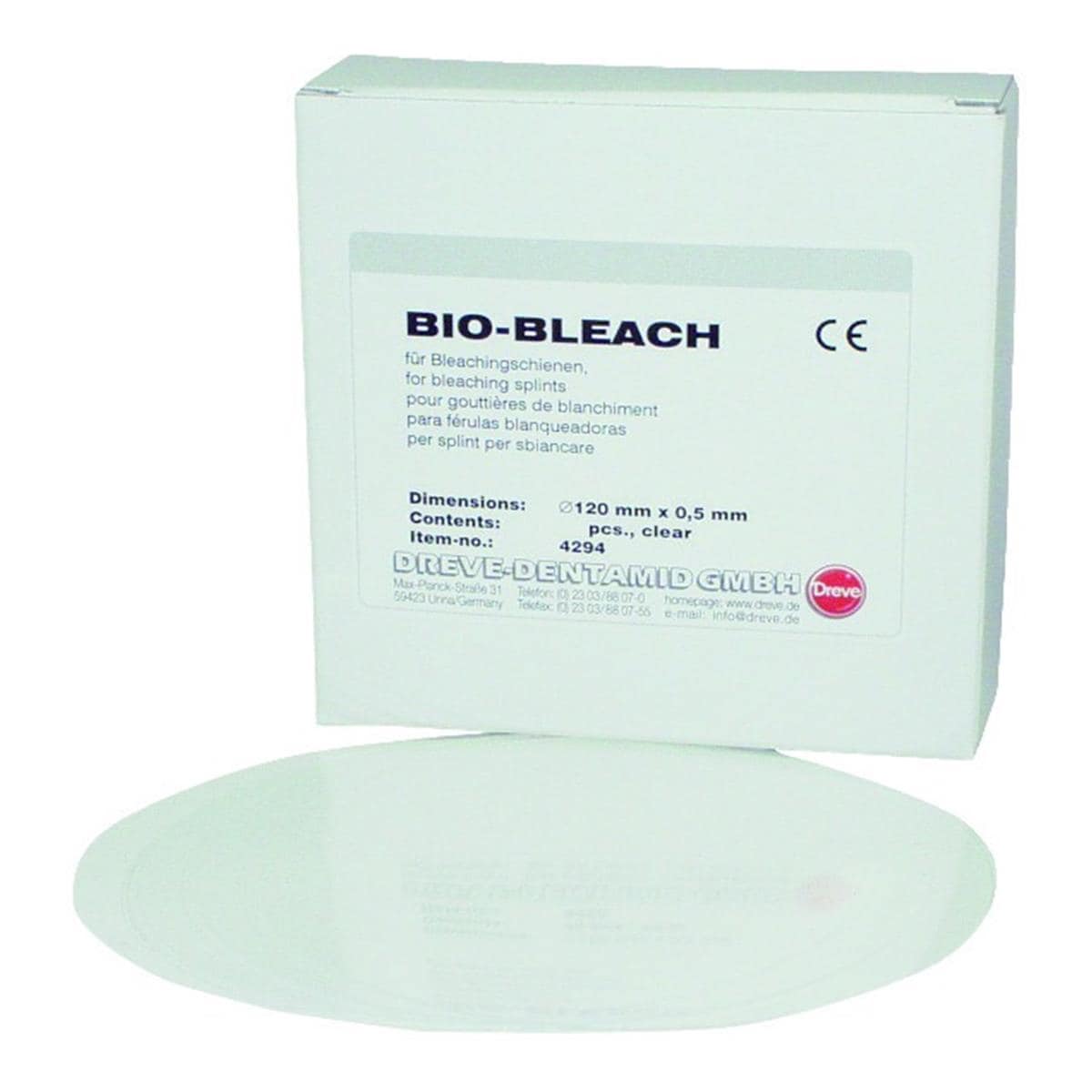 Bio-Bleach DREVE - La bote de 25 - Rondes - Transparent - ep. 1,5 mm - diam 120