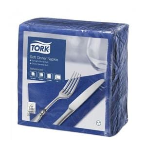 Serviettes TORK - 39x39 - Bleu Ocean 3Plis - Lot de 100