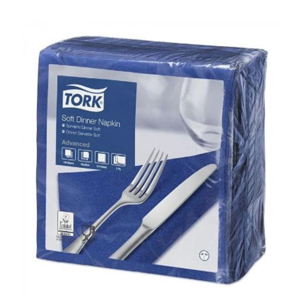 Serviettes TORK - 39x39 - Bleu Ocean 3Plis - Lot de 100