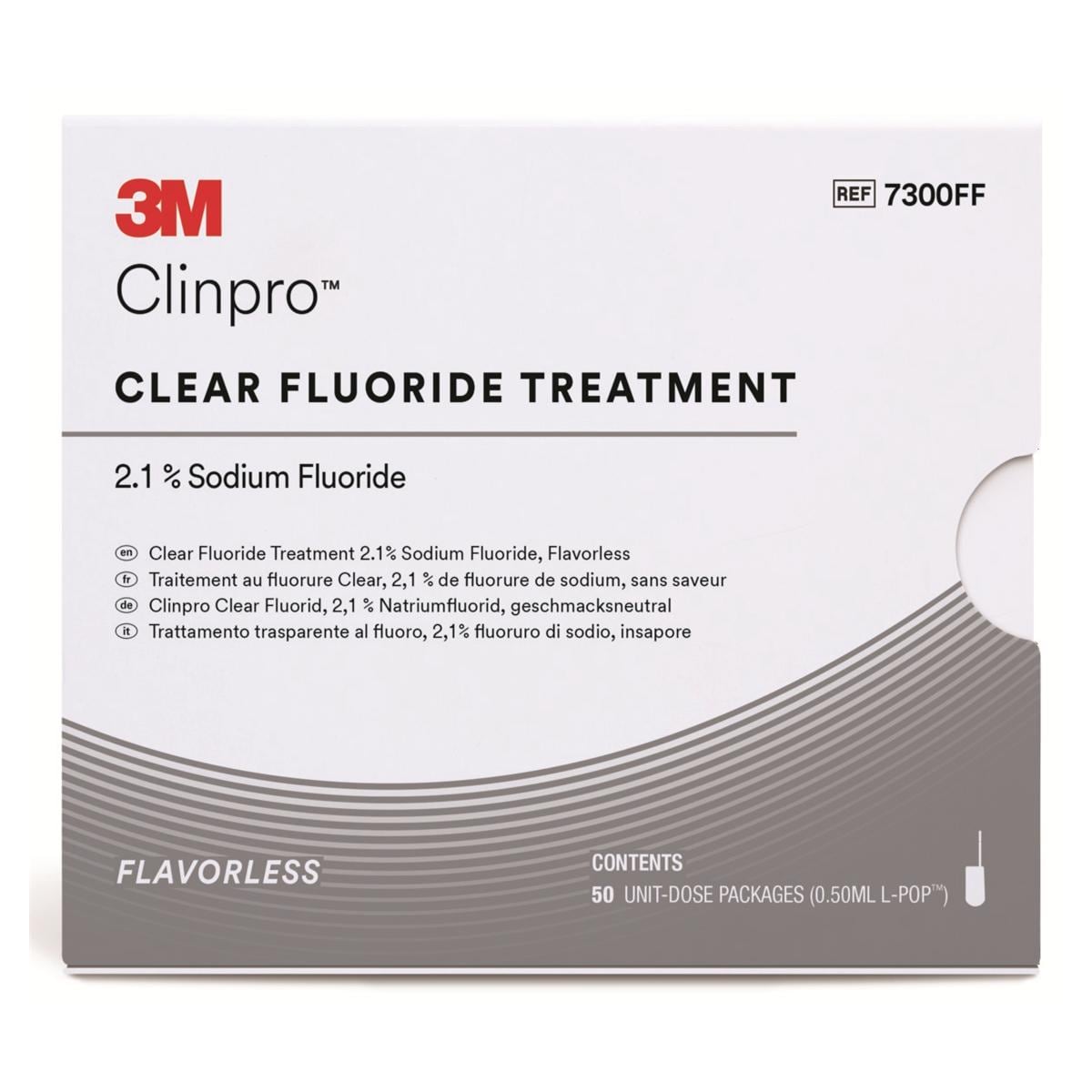 3M Clinpro Clear Fluorure - Traitement  usage unique - 50x0.5mL L-Pop - Sans got