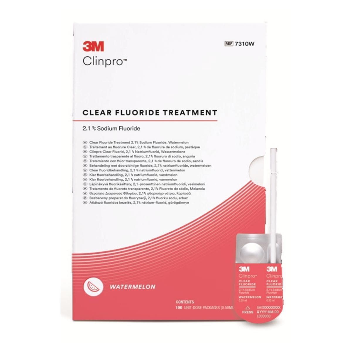 3M Clinpro Clear Fluorure - Traitement  usage unique - 100x0.5mL L-Pop - Got pastque