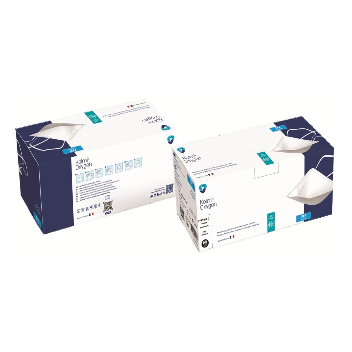 Masques FFP2 NR D Kolmi Oxygen -blanc - small - Boite de 50 - Medicom