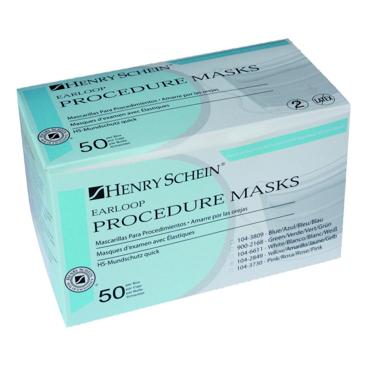 Masques Earloop HENRY SCHEIN - La bote de 50 - Vert