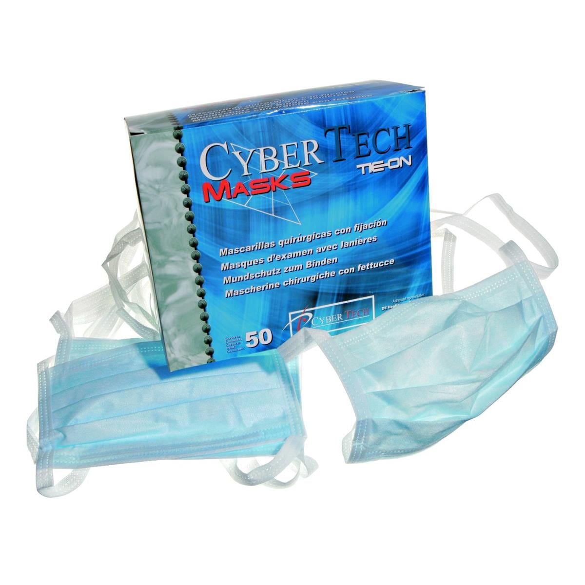 Masques Cybermasks Tie On CYBERTECH - La bote de 50 - Blanc