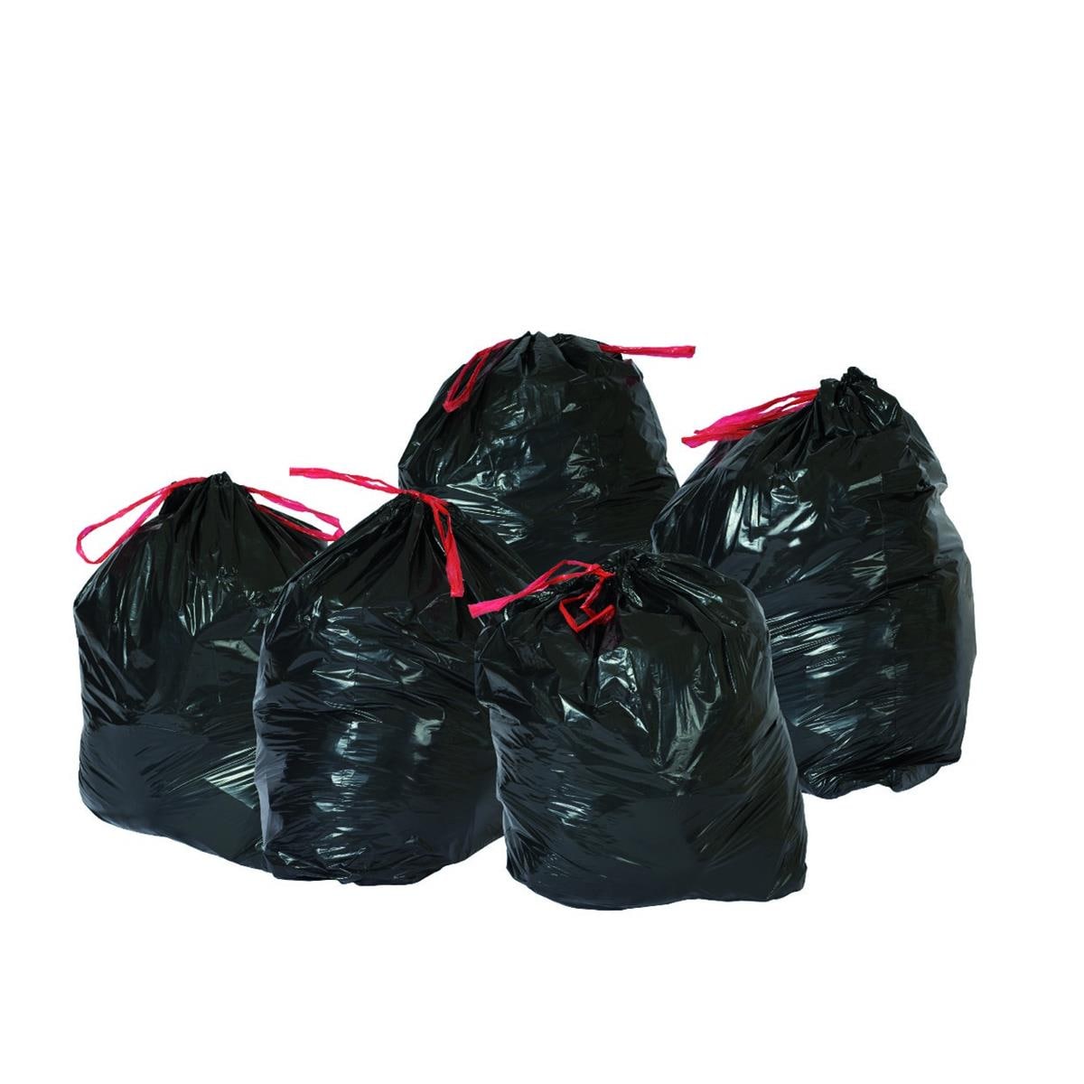 Sacs Poubelle 50L Noir Lien coulissant - Lot de 200