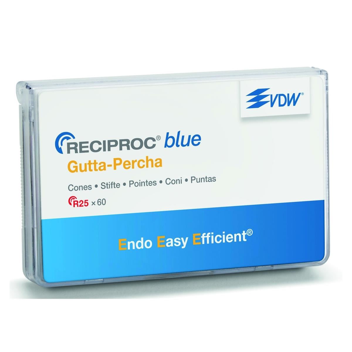 Pointes Gutta Percha Reciproc Blue DENTSPLY SIRONA - R25 - Bote de 60