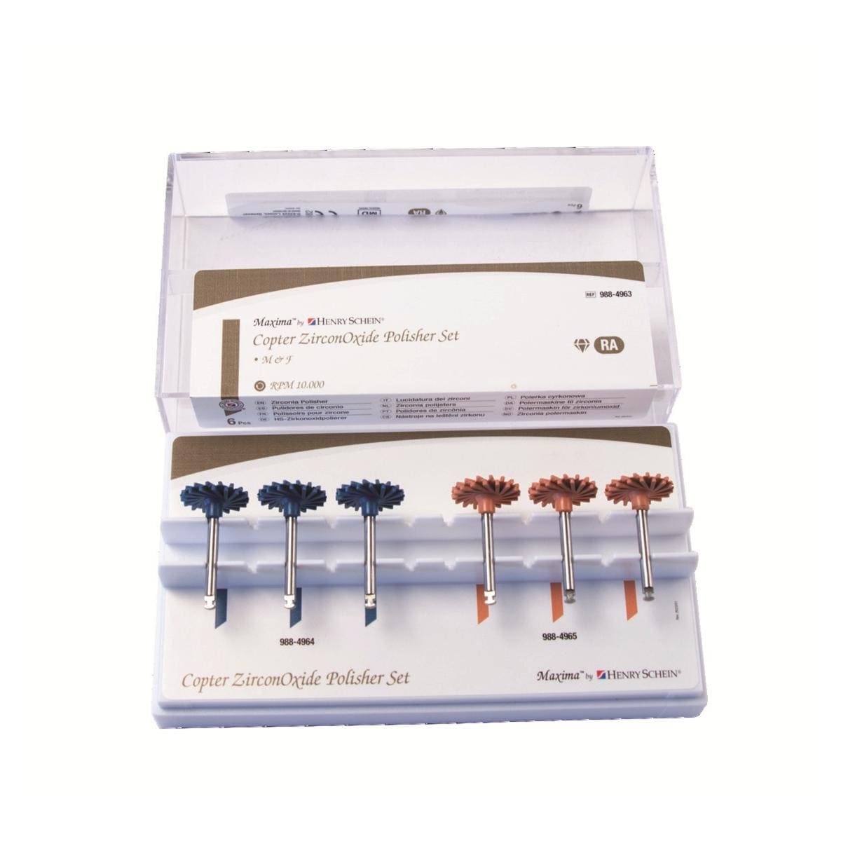 Kit polissoir Zircone Copter, pr-polissage medium x3/polissage fin x3 HENRY SCHEIN